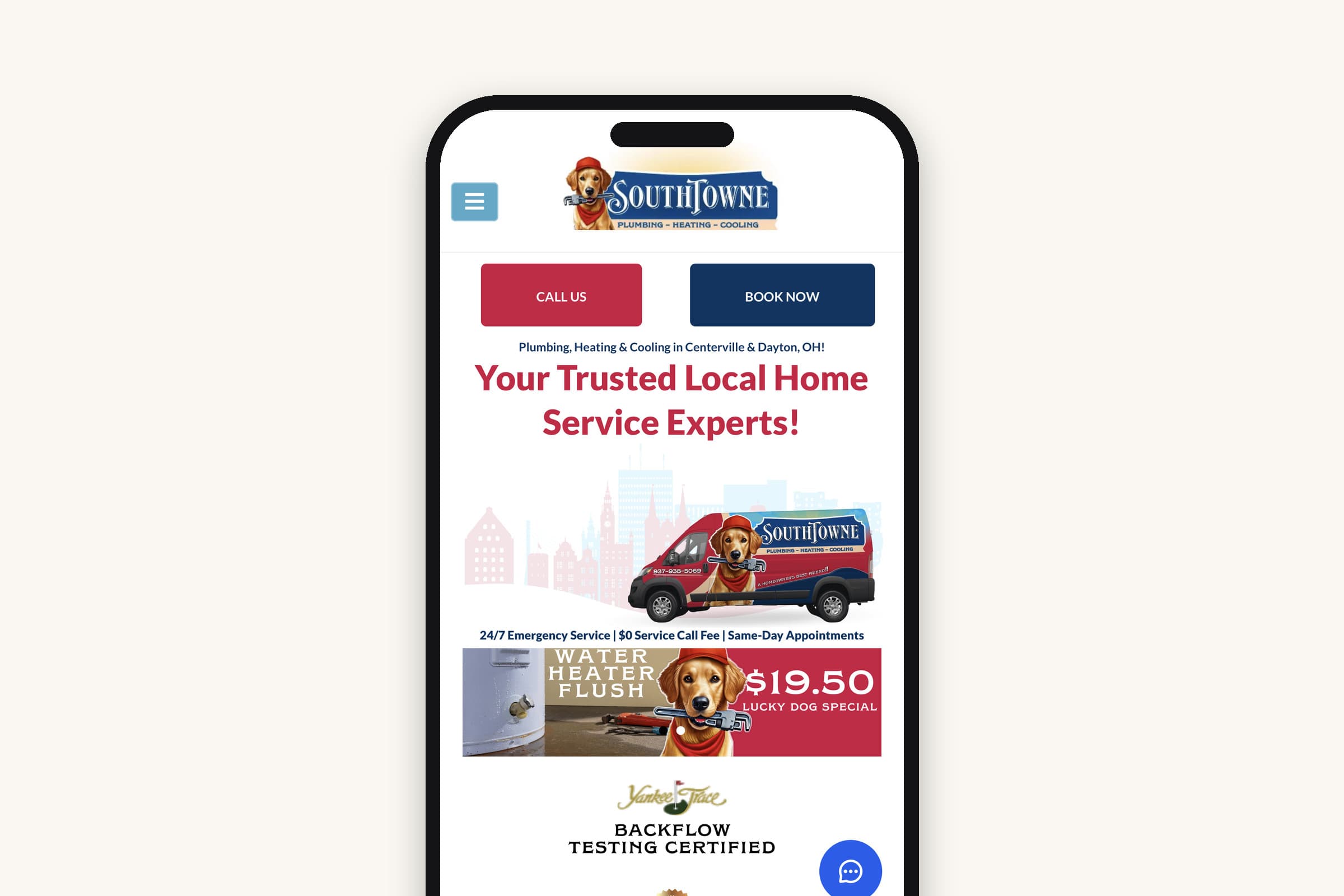 callsouthtowne.com on a phone