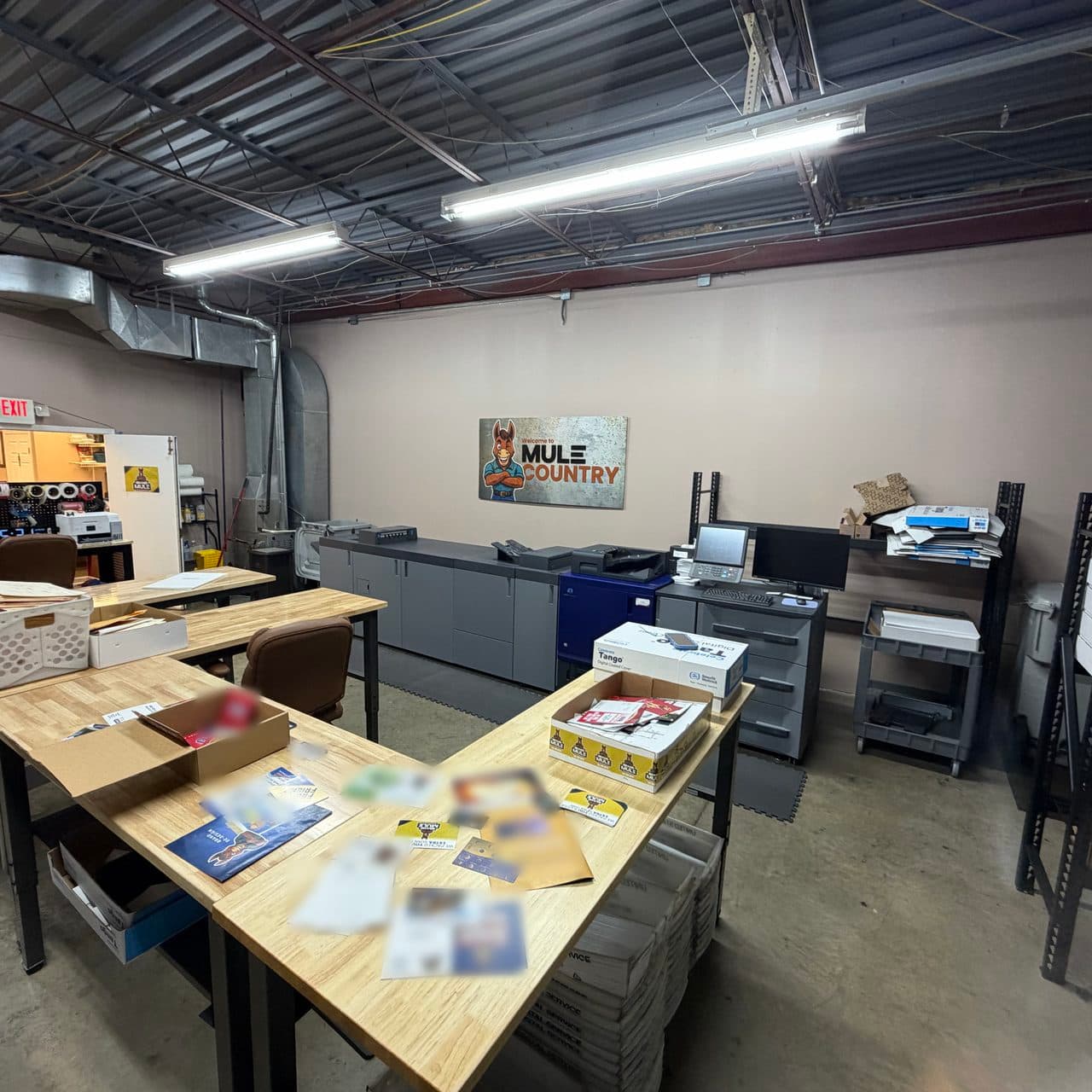 Inside the Brand Mule and Print Mule shop in Centerville, Ohio